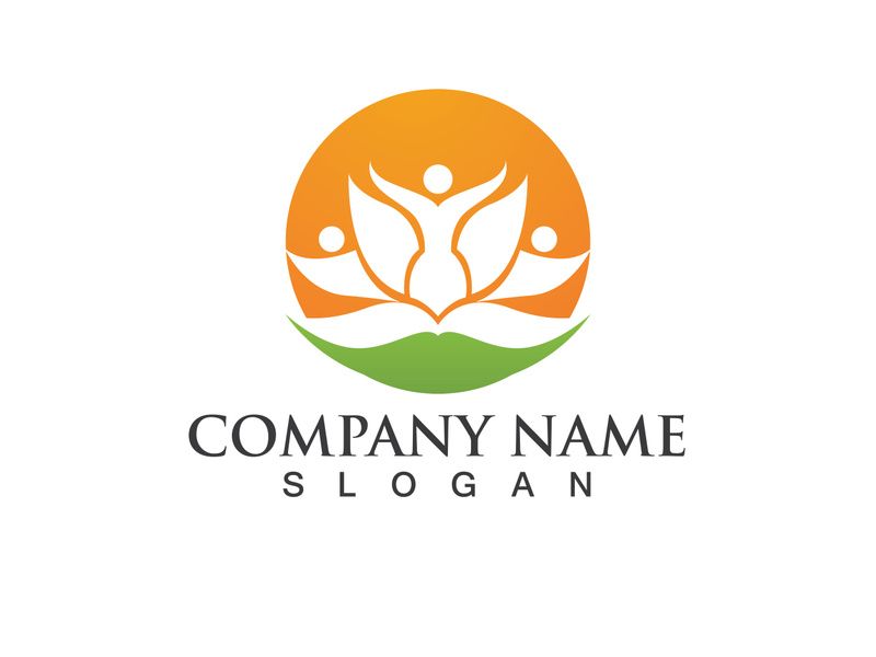 People yoga health in lotus flower logo