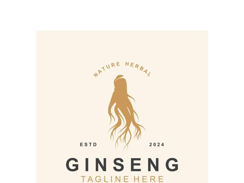 Ginseng logo herbal plant for medicine natural herbal design illustration idea