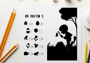 Silhouette of child exploring nature in spring season outdoors