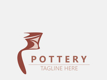 Pottery logo design handmade, creative traditional mug craft sign concept inspiration nature workshop