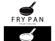 frying pan and spatula logo, kitchen cooking equipment, for business, company, restaurant
