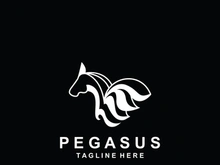 Pegasus horse Logo minimalist, Line art, Modern simple mascot, Mystic premium emblem