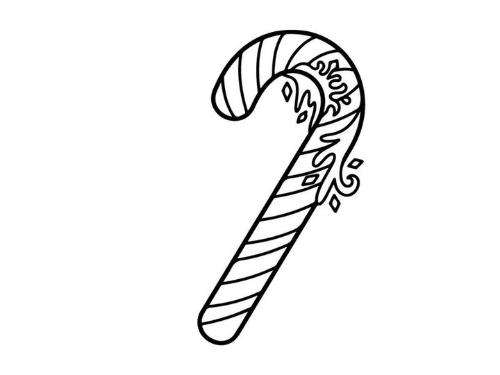 Hand-drawn candy cane illustration for festive holiday Christmas greeting cards and decorations