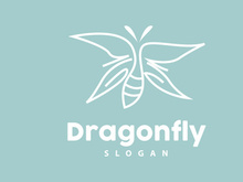Dragonfly Logo, Flying Animal Vector, Simple Minimalist Design