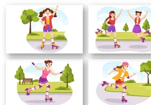 13 Riding Roller Skates Illustration