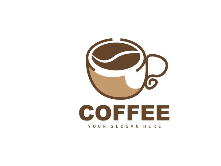 coffee bean drink logo design in brown color vector illustration