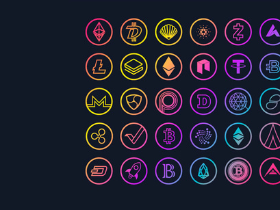 Cryptocurrency Gradient Logos