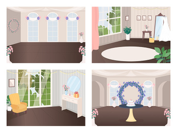 Wedding halls flat color vector illustration set preview picture