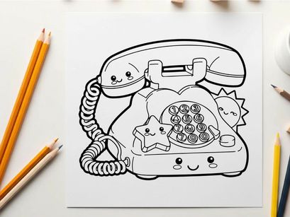 Retro pizza phone call vector illustration flat design