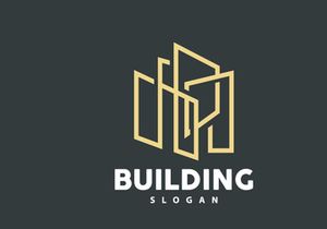 Building Logo, Vector For Building Construction, Premium Simple Line Design