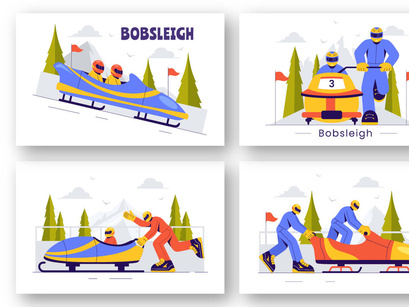 9 Bobsleigh Sport Illustration