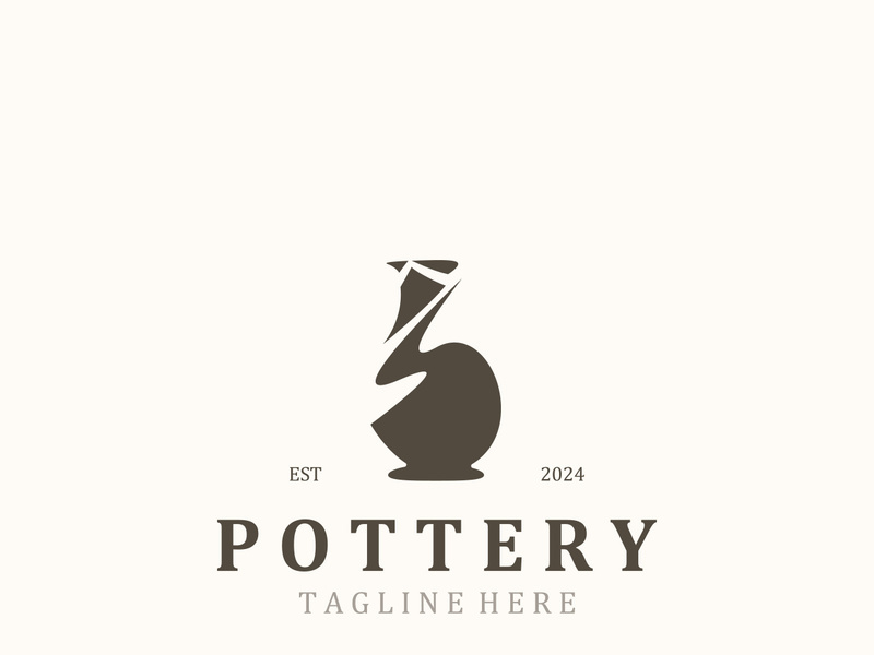 Pottery logo design handmade, creative traditional mug craft concept inspiration nature workshop