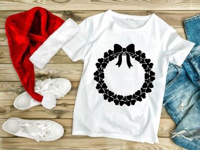 Shamrock Wreath with Bow Silhouette