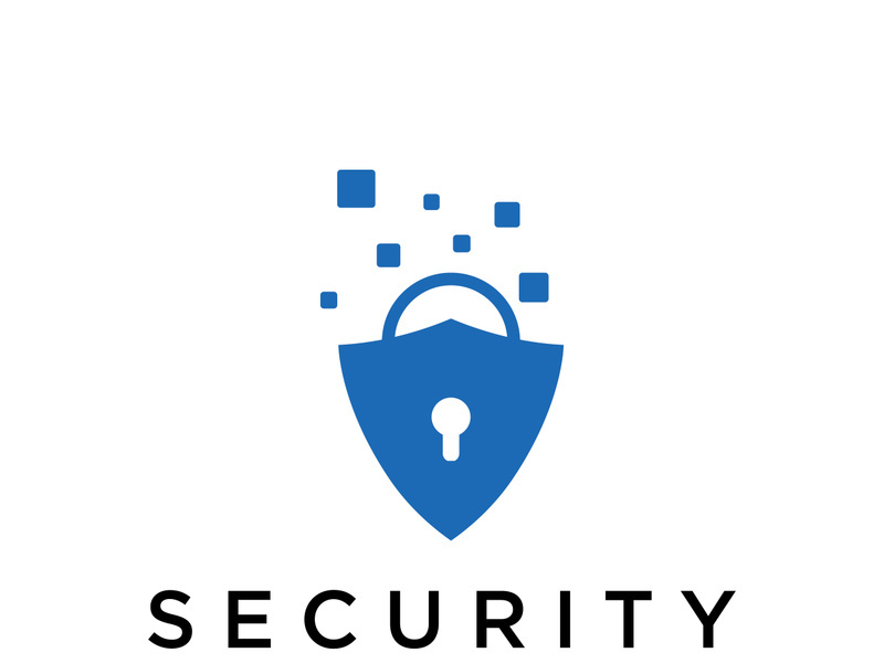 Creative design of technology digital cyber security logo with modern shield and key protection concept. Logo for business, digital and technology.