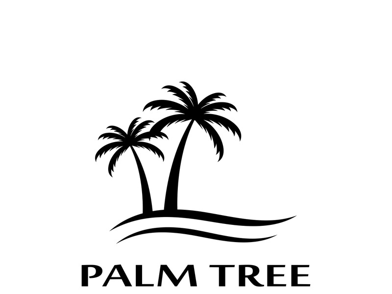 Palm tree summer logo design with creative ideas.