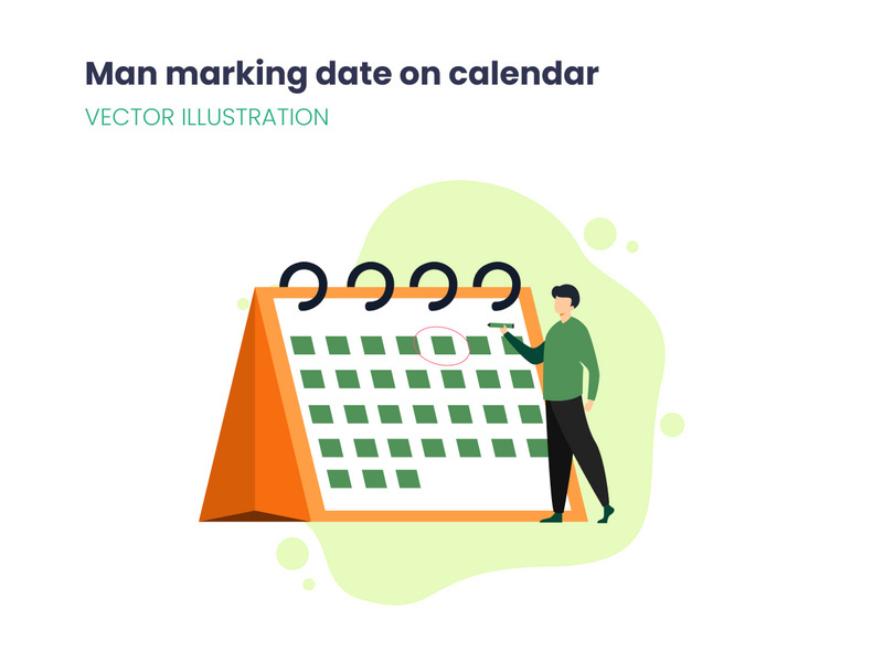 Man marking date on calendar