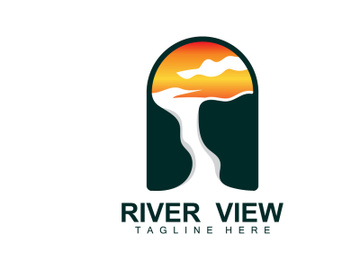 River Logo Design, River Creek Vector, Riverside Illustration With A Combination Of Mountains And Nature, Product Brand preview picture