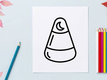 Candy corn icon for Halloween. Minimalist vector graphic of a seasonal holiday treat.