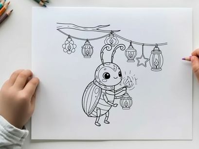 Cute alien holding lantern vector illustration flat design