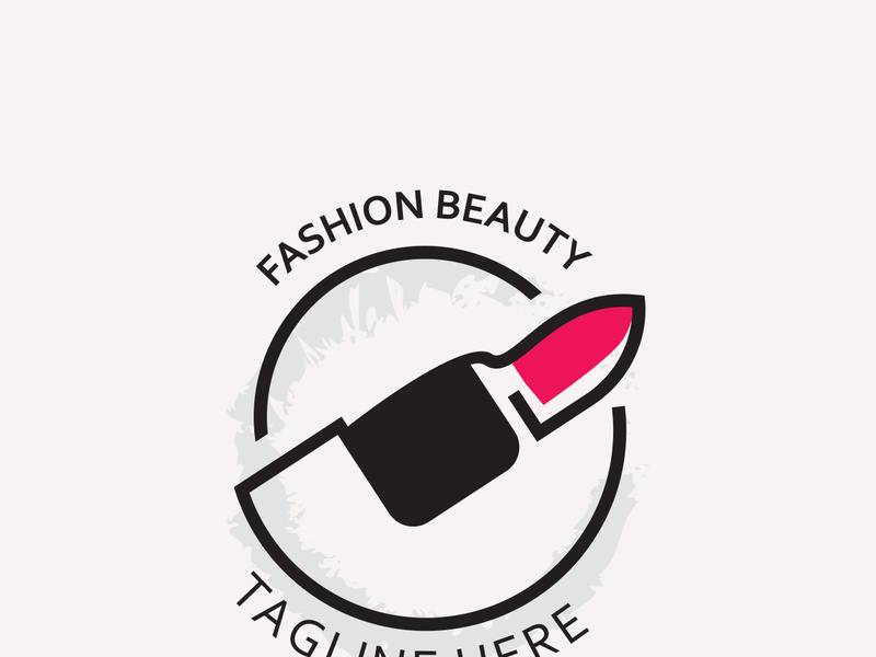 Lipstick logo design for makeup fashion shop and beauty vector cosmetic design template
