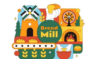10 Traditional Bread Mill Illustration