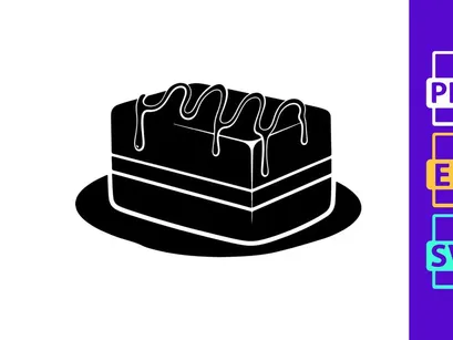 Rectangular Chocolate Drizzled Cake Slice