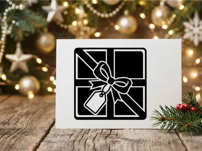 Christmas Gift Box with Ribbon and Tag for Holiday Celebrations
