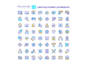 Learning modern professions RGB color icons set preview picture