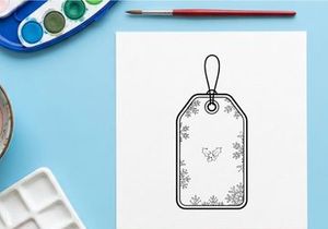 Leere Geschenkanhänger mit Schneeflocken-Randillustration