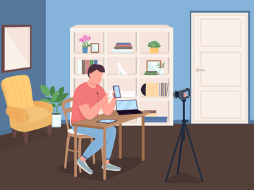 Vlogger flat color vector illustration preview picture