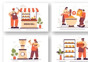 10 Traditional Bread Mill Illustration