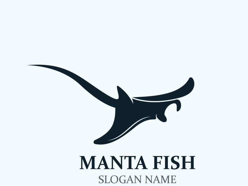 Manta fish or stingray logo design vector vintage illustration skate fish ocean