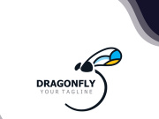 Dragonfly logo design modern and elegant minimalist color style monoline illustration