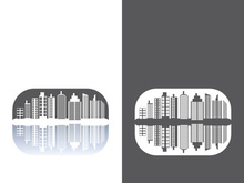 Modern city skyline icon silhouette vector illustration design