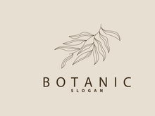 Leaf Line Logo, Beautiful Hand Drawn Design