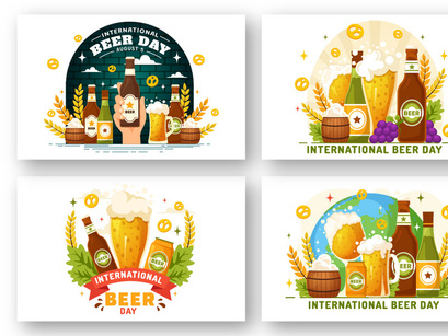 12 International Beer Day Illustration