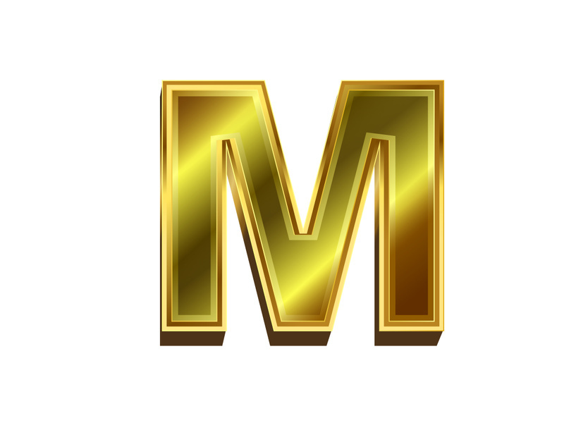 3d golden letter. Luxury gold English alphabet on white background