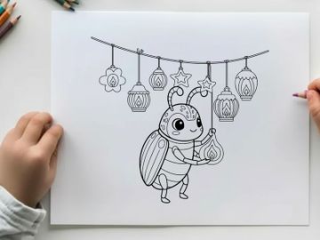 Cute firefly holding lantern vector illustration flat design preview picture