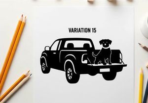 Silhouette of a dog in the back of a pickup truck variation