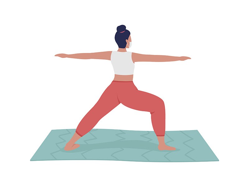 Female yoga instructor semi flat color vector character