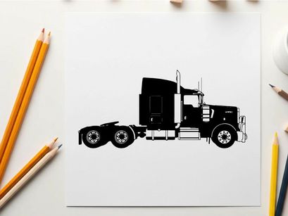 Silhouette of a semi truck with trailer