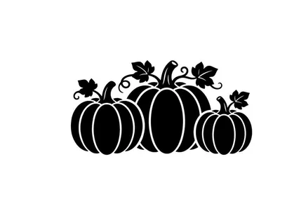 Silhouette of Pumpkins with Leaves for Fall or Halloween Decor