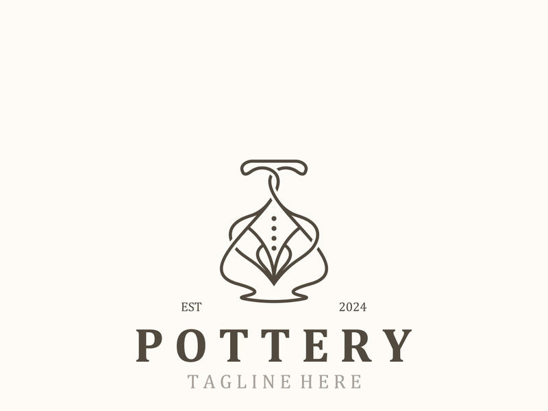 Pottery logo design handmade, creative traditional mug craft concept inspiration nature workshop