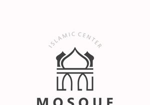 Mosque Logo design, simple islamic architecture, emblem symbol islamic center vector template