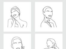 Beauty Woman Line Art, Wall Decoration