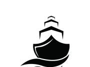 Sailboat boat on sea ocean wave with logo design simple ship