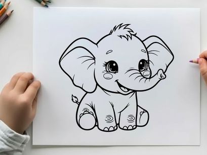 Cute baby elephant smiling vector illustration flat design