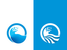 Wave beach vector illustration design logo