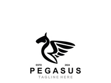 Pegasus horse Logo minimalist, Line art, Modern simple mascot, Mystic premium emblem