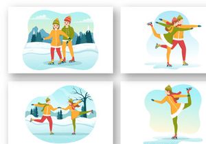 12 Skating on Ice Rink Illustration